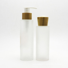 glass bottles lotion pump bottle with bamboo top LB-07A